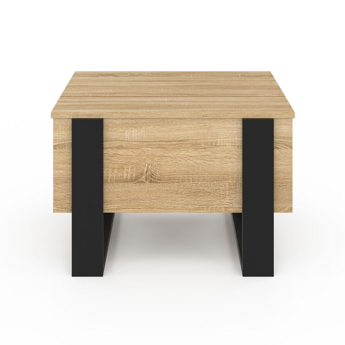 Table Basse Carrée Plateau Relevable 70 Cm Phoenix Bois Et Noir