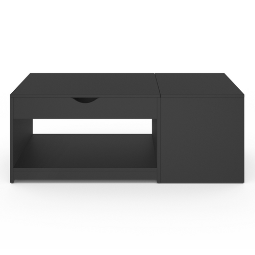 Table Basse Plateau Relevable Elea Avec Coffre Bois Noir