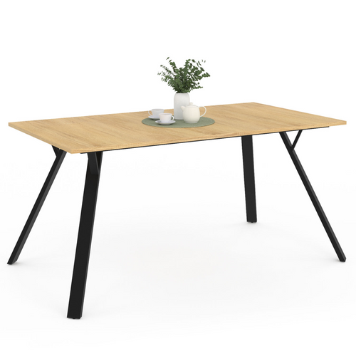 Table à Manger Rectangle Yseult 8 Personnes Bois Et Noir Design Industriel 160 Cm