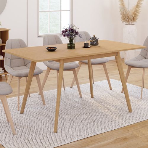 Table à Manger Extensible Rectangle Noor 4-8 Personnes Effet Bois 110-150 Cm