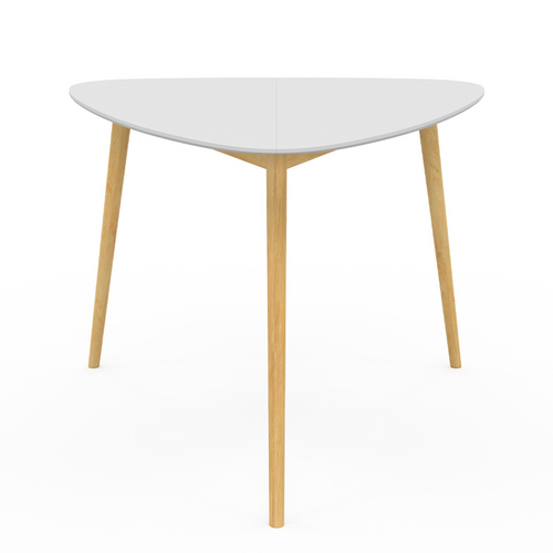 Table à Manger Gaia 4 Personnes Plateau Blanc Pieds Bois 110 Cm