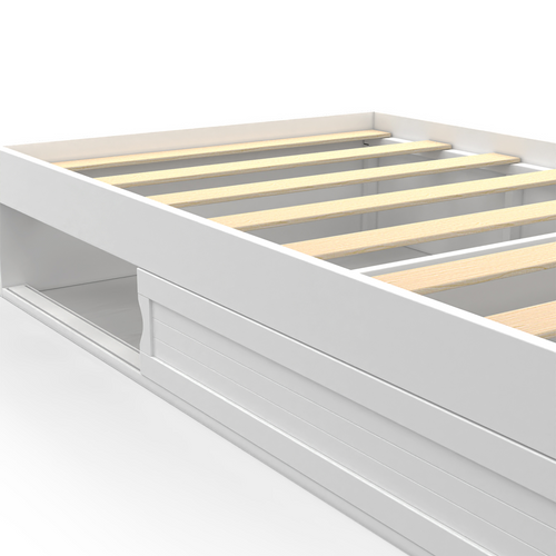 Cadre De Lit Simple Salem Avec Rangement Et Sommier 90 X 190 Cm Blanc