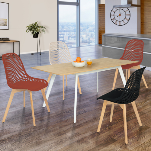 Lot De 4 Chaises Mandy Mix Color Noir, Terracotta X2 Et Beige
