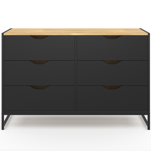 Commode 6 Tiroirs Noirs Boston 115 Cm Design Industriel