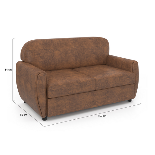 Canapé Droit 2 Places Club Vintage Gaston Marron Foncé Effet Vieilli