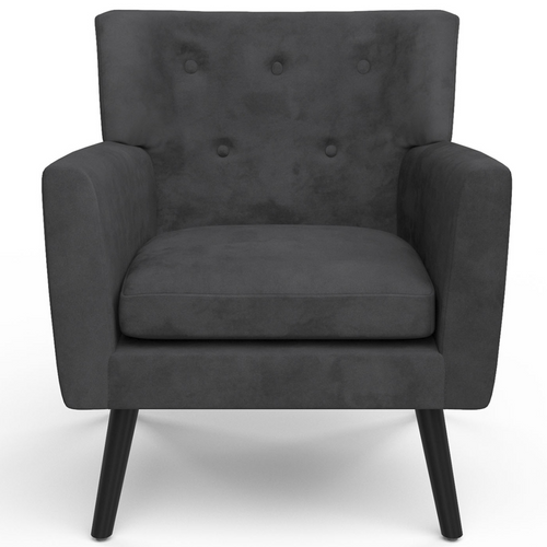 Fauteuil Scandinave Anita En Velours Gris Anthracite