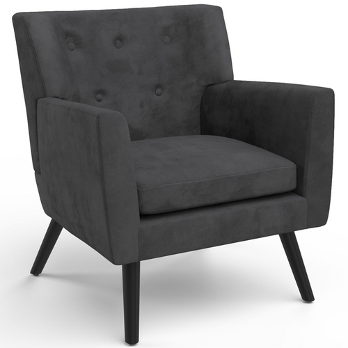 Fauteuil Scandinave Anita En Velours Gris Anthracite
