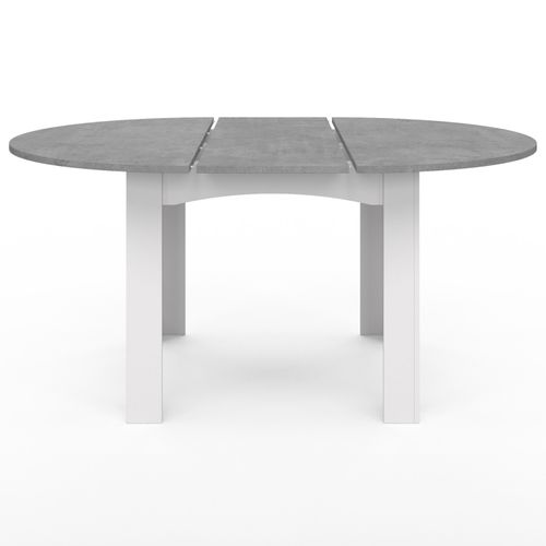 Table à Manger Extensible Ronde Dona 4-8 Personnes Blanc Plateau Effet Béton 110-150 Cm