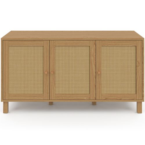 Buffet Bas Vintage 113 Cm Hanae 3 Portes Effet Naturel Cannage