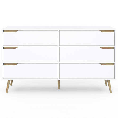 Commode 6 Tiroirs Helsinki XXL 140 Cm Scandinave Blanc