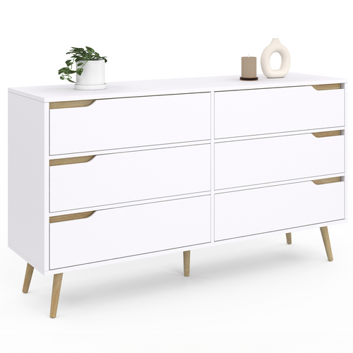 Commode 6 Tiroirs Helsinki XXL 140 Cm Scandinave Blanc