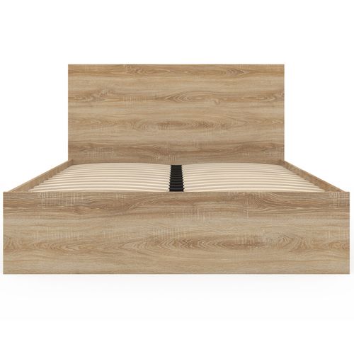 Lit Double Omaha 4 Tiroirs Sur Roulettes Avec Tête De Lit Et Sommier 140 X 190 Cm Façon Hêtre