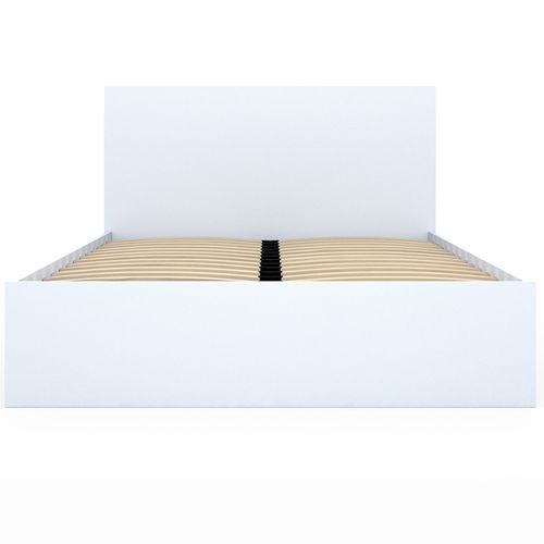 Lit Double Omaha 4 Tiroirs Sur Roulettes Avec Tête De Lit Et Sommier 140 X 190 Cm Blanc