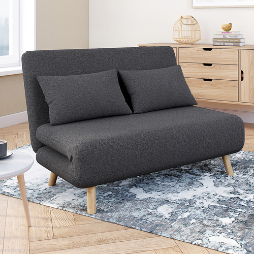 Canapé Convertible Romeo Lit D'appoint 2 Places 120 X 190 Cm Tissu Gris Anthracite