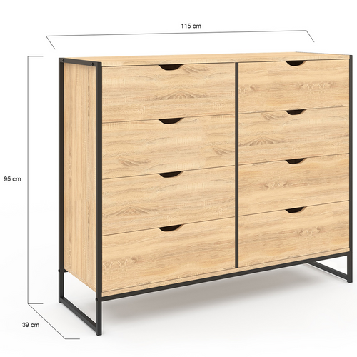 Commode 8 Tiroirs Detroit 115 Cm Design Industriel