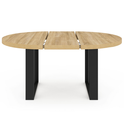 Table à Manger Extensible Ronde Phoenix 4-6 Personnes Bois Et Noir 110-150 Cm