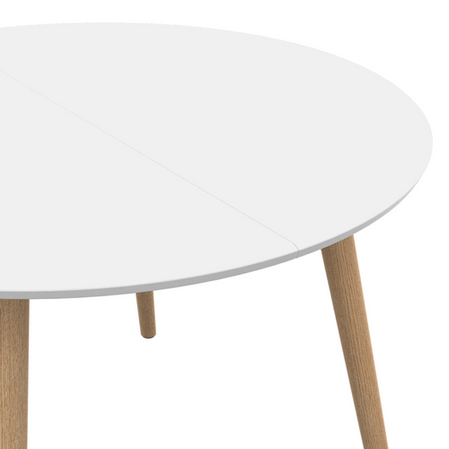 Table à Manger Fixe Ronde Angela 4-6 Personnes Blanc Pieds Bois 110 Cm