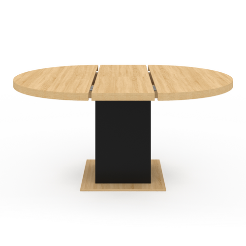 Table à Manger Extensible Ronde Eden 4-8 Personnes Bois Et Noir 120-160 Cm
