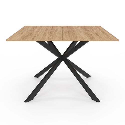 Table à Manger Carrée Alix 8 Personnes Pied Araignée Bois Et Noir 110 Cm