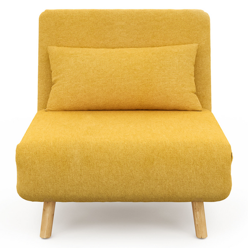 Fauteuil Convertible Romeo Lit D'appoint 1 Place 80x190 Cm Tissu Jaune