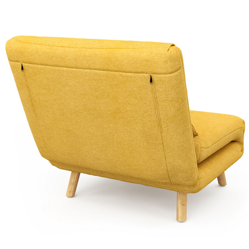 Fauteuil Convertible Romeo Lit D'appoint 1 Place 80x190 Cm Tissu Jaune