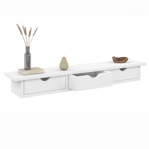 Etagère Murale Console D'entrée Lise 3 Tiroirs Blanche