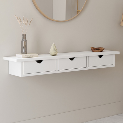 Etagère Murale Console D'entrée Lise 3 Tiroirs Blanche