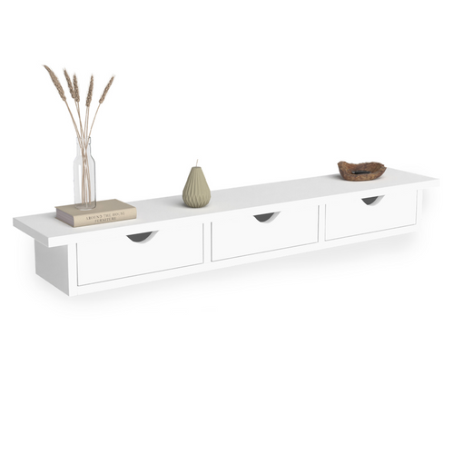 Etagère Murale Console D'entrée Lise 3 Tiroirs Blanche