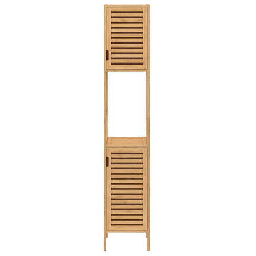 Meuble Colonne Salle De Bain Bambou Bea 2 Portes