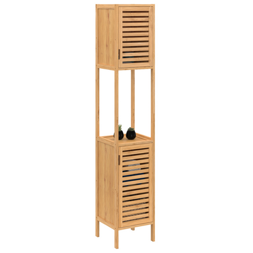 Meuble Colonne Salle De Bain Bambou Bea 2 Portes