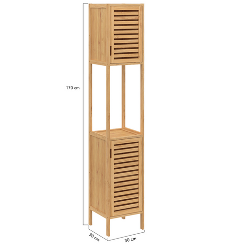 Meuble Colonne Salle De Bain Bambou Bea 2 Portes