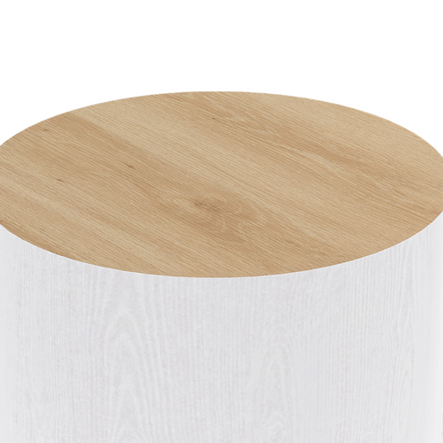 Lot De 2 Tables Basses Cylindres Gigognes Galia Bois Et Blanc