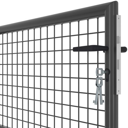 Portillon De Jardin 105 X 100 Cm En Acier Avec Serrure Et Poignée Gris Anthracite
