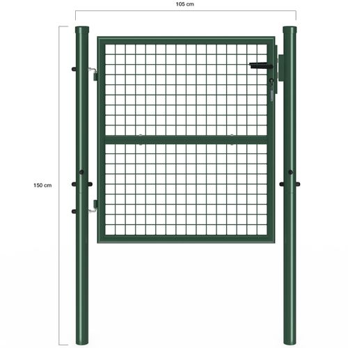 Portillon De Jardin 105 X 100 Cm En Acier Avec Serrure Et Poignée Vert