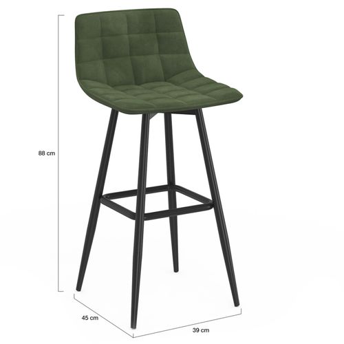 Lot De 4 Tabourets De Bar Mady En Velours Vert