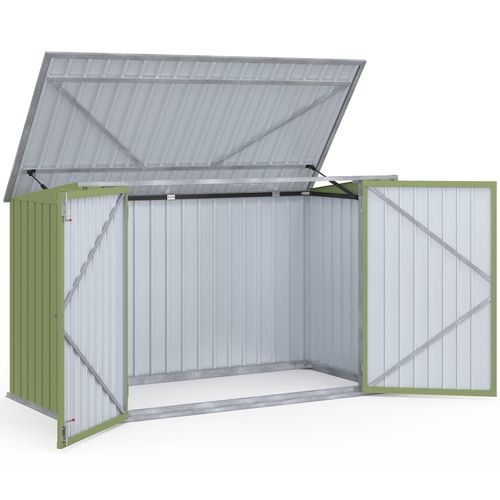 Abri De Jardin En Métal Vert Olive Verrouillable Multi-rangement Pour Stockage Vélos, Outils, Poubel