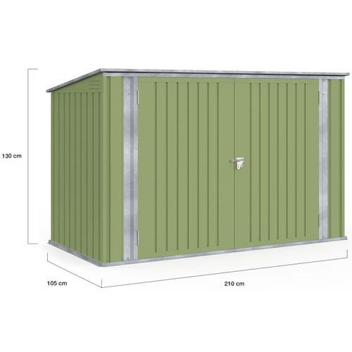 Abri De Jardin En Métal Vert Olive Verrouillable Multi-rangement Pour Stockage Vélos, Outils, Poubel