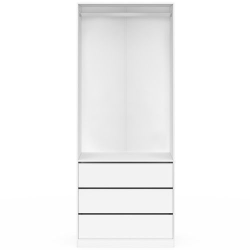 Dressing Taylor 80 X 55 X 200 Cm 1 Module Avec Penderie + 3 Tiroirs Blanc