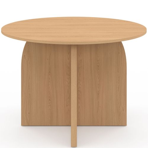 Table à Manger Fixe Ronde Aby 6 Personnes Bois Effet Hêtre 110 Cm