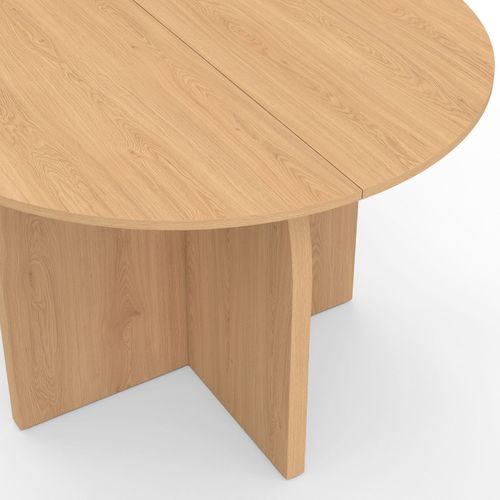 Table à Manger Fixe Ronde Aby 6 Personnes Bois Effet Hêtre 110 Cm