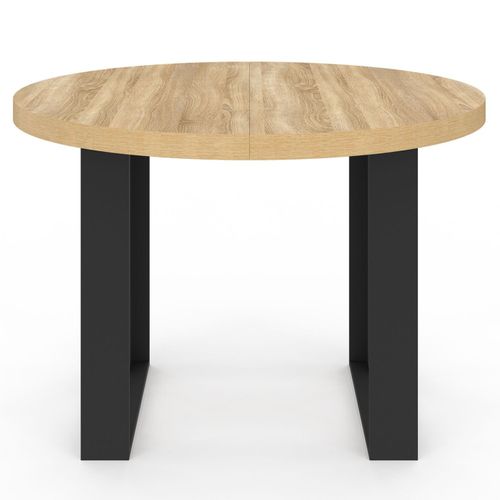 Table à Manger Fixe Ronde Phoenix 4 Personnes Bois Et Noir 110 Cm