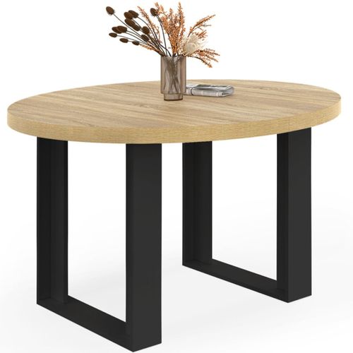 Table à Manger Fixe Ronde Phoenix 4 Personnes Bois Et Noir 110 Cm