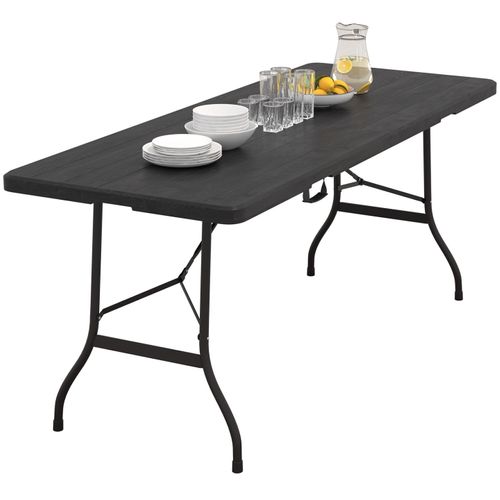Table Pliante D Appoint Portable 180 Cm Pour Camping Ou Réception Bois Noir