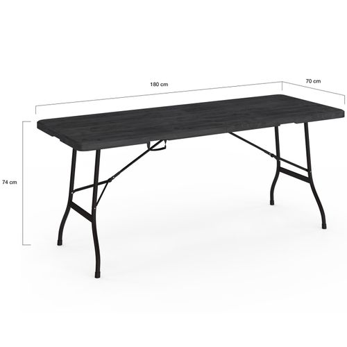 Table Pliante D Appoint Portable 180 Cm Pour Camping Ou Réception Bois Noir