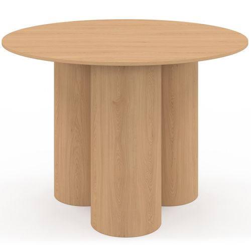 Table à Manger Ronde Eloise Pied Central Cylindrique 6 Personnes Hêtre 110 Cm