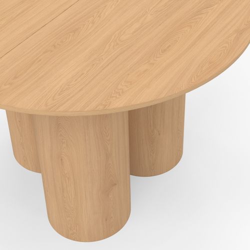 Table à Manger Ronde Eloise Pied Central Cylindrique 6 Personnes Hêtre 110 Cm