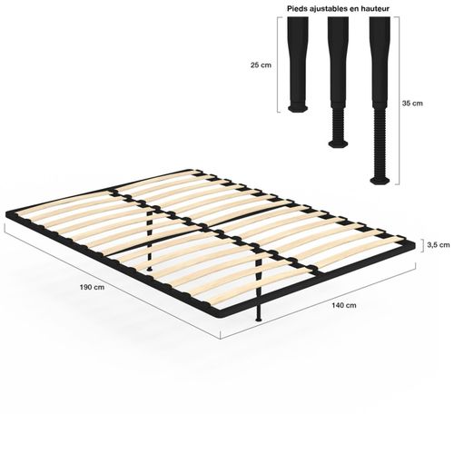 Sommier Cadre Métal à Lattes Fixe 140 X 190 Cm