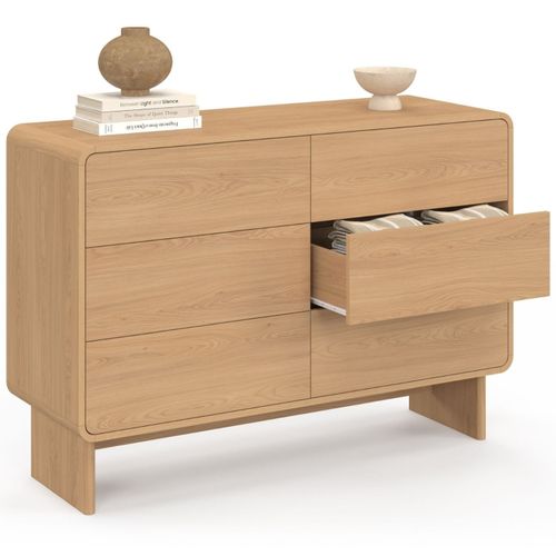 Commode 6 Tiroirs Capucine 110 Cm Façon Hêtre Design Arrondi