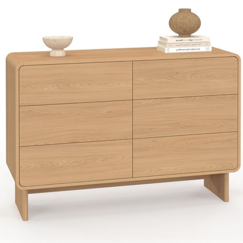 Commode 6 Tiroirs Capucine 110 Cm Façon Hêtre Design Arrondi