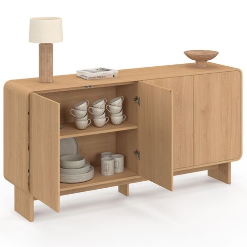 Buffet 160 Cm Capucine XXL 4 Portes Façon Hêtre Design Arrondi